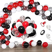 BINQOO Red Black Balloons Arch Kit Red Black White Confetti Balloons for Wedding Prom Red Black Colored Party Balloons DIY Birthday Baby Shower Graduation Christmas Red Balloons Decorations