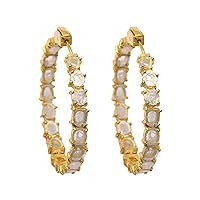 4.50 CTW Natural Diamond Polki Hoops 925 Sterling Silver 14K Gold Plated Classic Slice Diamond Earrings
