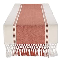 DII Dobby Stripe Woven Table Runner, 13x72 (13x77.5, Fringe Included), Spice