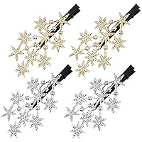 4 Pack Rhinestone Star Hair Clips for Women, Sparkling Jewelry Hair Barrettes Accessories, Luxury Diamond Hair Styling Pins Comb Clamp Claw Clippers for Girls- 2 Gold & 2 Silver