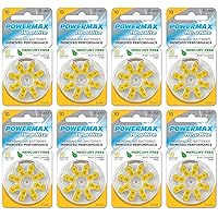 Size 10 Hearing Aid Batteries, Made In USA, Yellow Tab, 64 Count