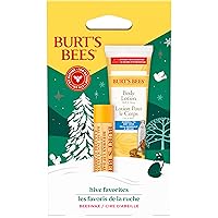 Burt's Bees Hive Favorites Beeswax Holiday Gift Set, Beeswax Lip Balm and Travel Size Body Lotion with Milk and Honey