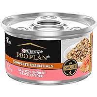 Purina Pro Plan Pate, Gravy Wet Cat Food, COMPLETE ESSENTIALS Salmon, Shrimp & Rice Entree in Sauce - (Pack of 24) 3 oz. Pull-Top Cans