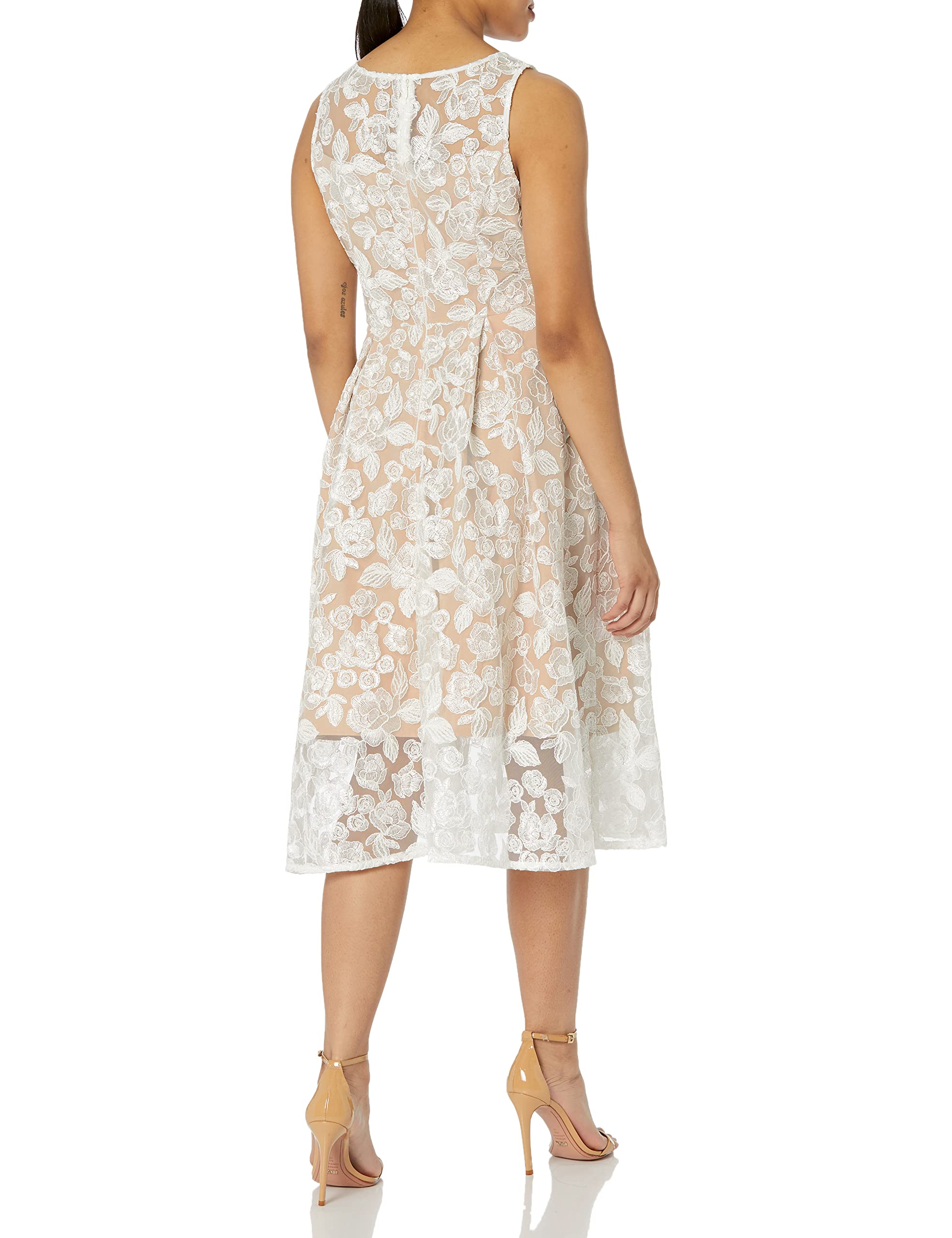 Adrianna Papell Women's Embroidered Tea Length Dress