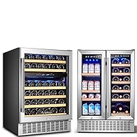 AAOBOSI 24 Inch Dual Zone Wine Cooler & 24 Inch Wine and Beverage Refrigerator
