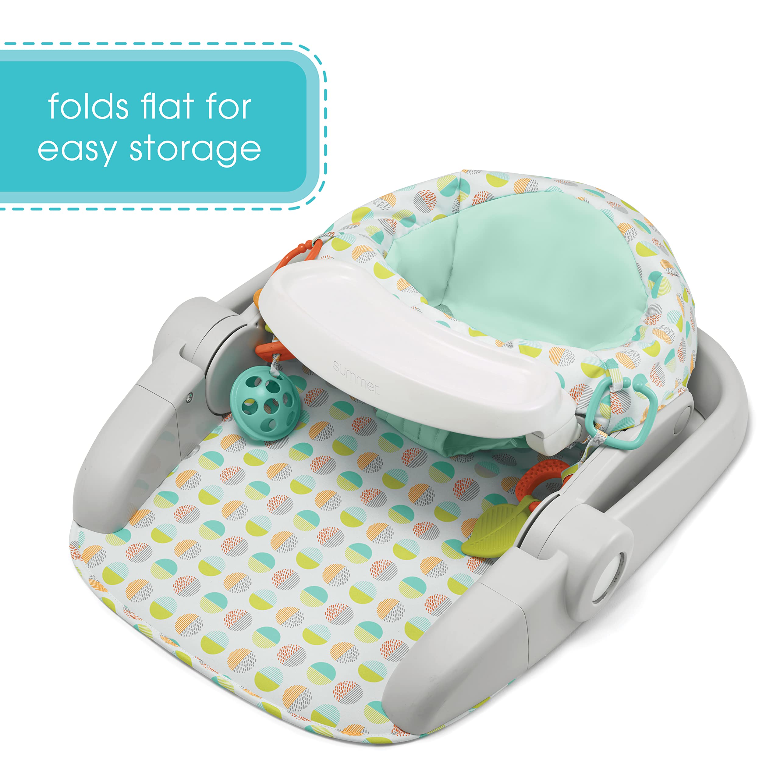 Summer Learn-to-Sit Stages 3-Position Floor Seat, Sweet-and-Sour Neutral – Sit Baby Up to See The World – Baby Activity Seat is Adjustable for Ages 6-12 Months – Includes Toys and Tray