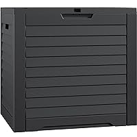 DWVO Louvered Large Deck Box, 31 Gallon Resin Outdoor Storage Box w/Lockable Lid and Side Handles for Patio Furniture, Garden Tools and Pool Supplies,Waterproof and UV Resistant, Black