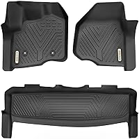YITAMOTOR Floor Mats Compatible with 2012-2016 Ford F-250/F-350/F-450 SuperCrew/Crew Cab, Custom Fit 1 st & 2nd Seat 2 Row FloorLiner Set Black