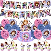 Princess Sofia The First Birthday Party Decoration, Princess Sofia Include Princess Theme Birthday Banner, Cake Topper, Latex Balloons for Fans Birthday Party Supplies
