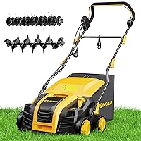 2024 Upgraded EVEAGE 16-Inch 15 Amp Electric Dethatcher & Scarifier, 5-Position Depth Adjustment, 14.5gal Collection Bag, Increases Lawn Health, EDS16S