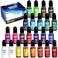 Alcohol Ink Set - 24 Highly Saturated Alcohol Inks - Fast-Drying and Permanent Inks - Versatile Alcohol Ink for Epoxy Resin, Tumblers, Fluid Art Painting, Glass, Metal etc.