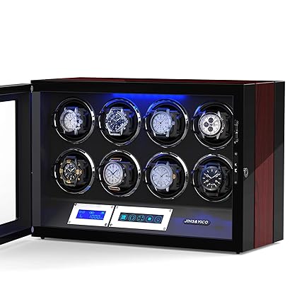 Watch Winder, Adjustable [Upgraded] Watch Pillows, 8 Winding Spaces Watch Winders for Automatic Watches, Built-in Illumination