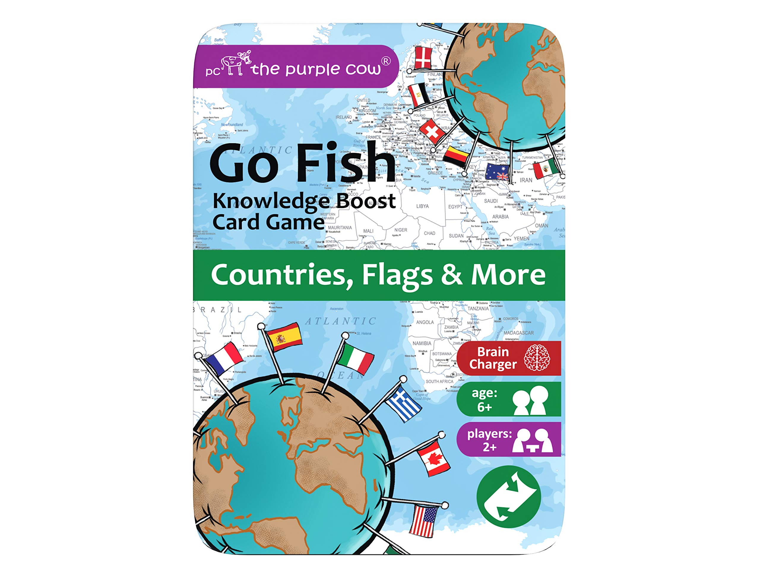 The Purple Cow Go Fish! - Countries Flags & More - The Classic Card Game with a General Knowledge Boost for Kids & Families Ages 6+