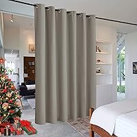 RYB HOME Privacy Room Divider Curtains for Office Bedroom Separation Sound Proof Blanket for Doorway Patio Sliding Glass Door Large Window Curtains Insulating Blackout, W 120 x L 108, Sand