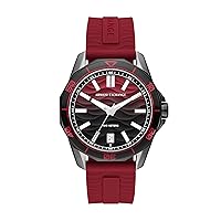 A｜X ARMANI EXCHANGE Men's Three-Hand Date Red Silicone Band Watch (Model: AX1953)