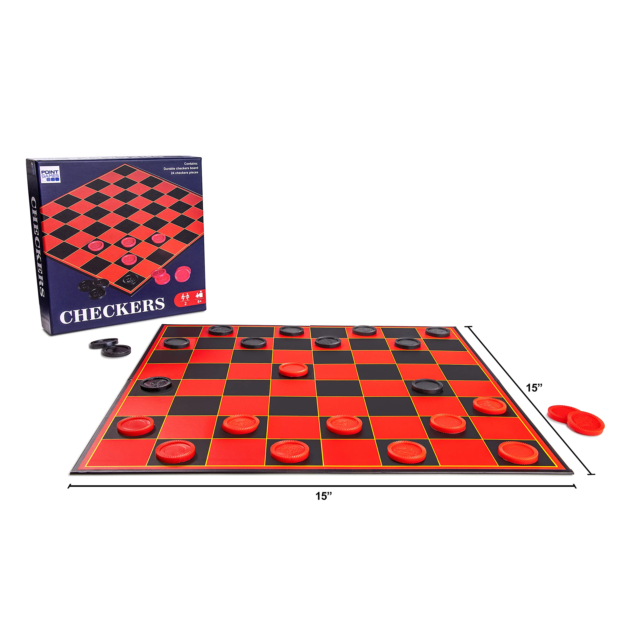 Checkers Board for Kids– Fun Checkerboard Game for Boys and Girls - Interlocking Checkers with Foldable Board by Point Games