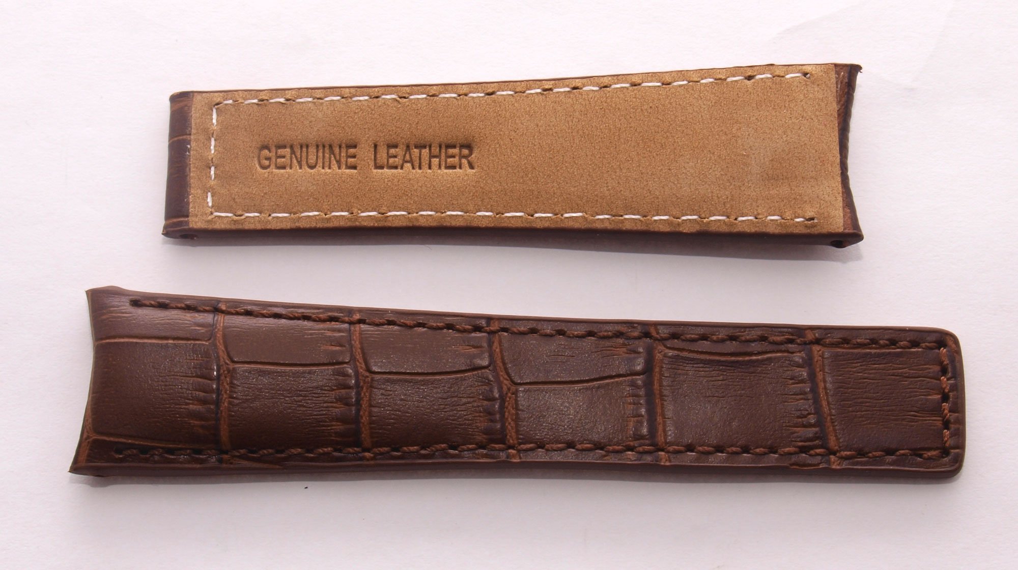 Watchstrapworld TH-GC5037-02-0231 - 22mm Brown Alligator-style Genuine Leather Watchband with Brown Stitching compatible with TAG Heuer Grand Carrera (Spring bars included)