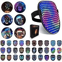 Led Mask with Gesture Sensing Transforming,Light Up Luminous Digital Glow Mask for Halloween Rave Dj Party Masquerade