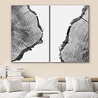 SIGNWIN 2 Panel Canvas Wall Art Black and White Pine Tree Canvas Prints Home Artwork Decoration for Living Room,Bedroom - 24