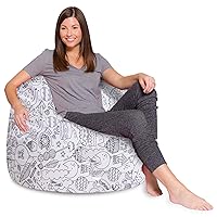 Posh Creations Bean Bag Chair for Kids, Teens, and Adults Includes Removable and Machine Washable Cover, Canvas Coloring Fabric - Fun Creatures, 48in - X-Large