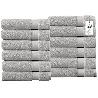 100% Organic Cotton Towels 650 GSM Plush Feather Touch Quick Dry Wash Cloth, Pack of 12 GOTS Certified, Oeko-Tex Green Certified, Organic Cotton Wash Cloth, 13