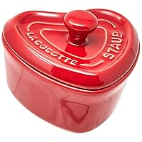 Staub Mini Ceramic Heart Cocotte with Lid, Cherry Red
