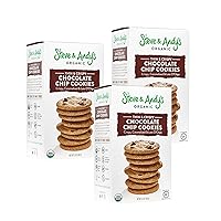 Steve & Andy’s Organic Gluten-Free Crispy Chocolate Chip Cookies, Non-GMO for Healthy Snacking, No Corn or High Fructose Corn Syrup – 3 Boxes