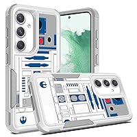 Phone Case for Samsung Galaxy S23 FE, R2D2 Robot Pattern Shock-Absorption Hard PC and Inner Silicone Hybrid Dual Layer Armor Defender Case for Samsung Galaxy S23 FE 2023