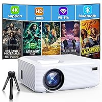 2024 upgraded version mini projector with WiFi, Bluetooth 12000 lumens, 4K, 1080P Full HD portable outdoor projector compatible with iOS Android PC TV stick HDMI USB