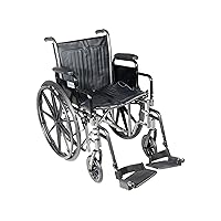 Drive Medical Silver Sport 2 Transport Wheelchair with Detachable Desk Arms and Swing-Away Footrests, Silver Vein