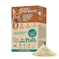 Good Guts for Cats Probiotic Powder, 11 Probiotic Strains, 2 Prebiotics, 5 Digestive Enzymes for Cat Digestive Support, Tuna Flavor, Cat Probiotics for Indoor Cats & Outdoor Cats (30 Days)