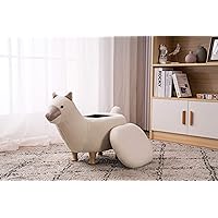 Llama Ottoman with Storage for Kids' Bedroom, Playroom, Nursery or Recreation Room Decor, Soft Animal-Shaped Toddler Furniture with Wooden Legs