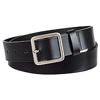 Levi's Women's Slim Casual Leather Jean Belt with Square Center Bar Buckle (Regular and Plus Sizes)
