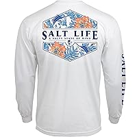Salt Life Men's Sailin Tropics Badge Long Sleeve Crew Neck Tee