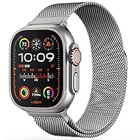 Original Titanium-Coloured Strap Compatible with Apple Watch Strap Ultra/Ultra 2, SE 2/SE, Series 9/8/7/6/5/4/3/2/1 49 mm 45 mm 44 mm 42 mm 41 mm 40 mm 38 mm, Stainless Steel Metal Strap for iWatch