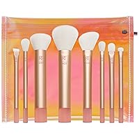 Real Techniques The Wanderer Makeup Brush Kit, For Liquid, Cream, & Powder Eyeshadow, Foundation, Concealer, Blush, & Contour, Travel Makeup Brush Set, Cruelty-Free, Synthetic Bristles, 9 Piece Set