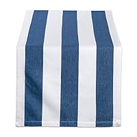 DII Cabana Dobby Stripe Tabletop Collection, 18x108-inch Table Runner, Navy & White