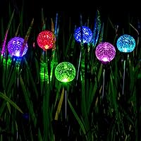 Solar Lights Garden, 3 Pack Solar Lights Outdoor, Christmas Multi-Color Changing Garden Spheres Large Outdoor Waterproof, Cracked Glass Ball LED Lights for Solar Garden Decorations