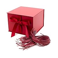 Hallmark Medium Gift Box with Lid and Shredded Paper Fill (Red 7 inch Box) for Birthdays, Graduations, Anniversaries, Christmas, Valentine's Day, All Occasion