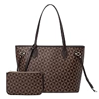 Handbags for Women Designer Fashion Purses Top Handle Satchel Shoulder Bags 2pcs with Small Wallet (Brown)