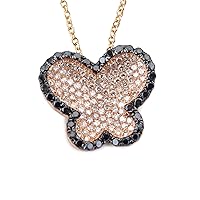 14k Rose Gold Butterfly Pendant with Black and White Diamonds .71 Ct Diamonds H-I Color SI2-I1 Clarity