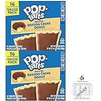 Pop Tarts Boston Creme Donut Pie Flavour (2) Box SimplyComplete Bundle (32 Total) Kids Snack, Value Pack Snacking at Home School Office or with Friends Family