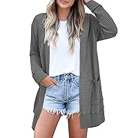 STYLEWORD Women's Fashion Cardigan Sweater Lightweight Open Front Long Casual Beach Kimonos Outfits with Pockets