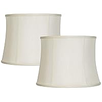 Set of 2 Creme White Medium Drum Lamp Shades 14