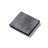 Allett Sport Wallet, Onyx Black | Leather, RFID Blocking | Slim, Minimalist, Bifold Wallet, Thin, Front Pocket | Holds 2-10+ Cards, Bills | Wallets for Men & Women | Made in the USA