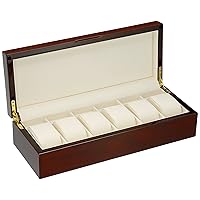 Diplomat Mahogany Wood 6 Watch Storage Case with Cream Interior