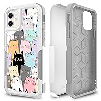 Case for iPhone 11, Cute Funny Cats Pattern Shock-Absorption Hard PC and Inner Silicone Hybrid Dual Layer Armor Defender Case Protective Cover for iPhone 11 (6.1 inch)