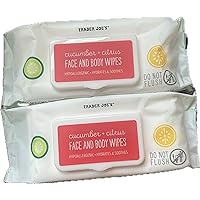 Cucumber and Citrus Face and Body Wipes - 2 bags of 64 wipes