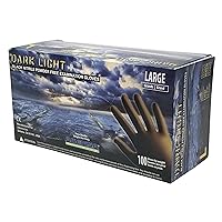 Dark Light 9 mil Nitrile Powder Free Exam Gloves (Black), Large - Box of 100 (DLG676)