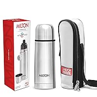 Thermosteel Flip Lid Flask 350, Double Walled Vacuum Insulated Thermos 350 ml | 12 oz | 24 Hours Hot and Cold Water Bottle with Cover, 18/8 Stainless Steel, BPA Free, Leak-Proof | Silver